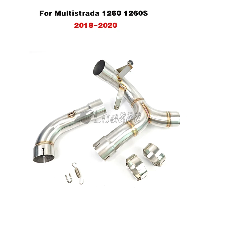 For Ducati Multistrada 1260 / S 2018-2020 MTS1260 MTS 1260 otorcycle Exhaust Slip on Mid Pipe Escape Moto Motocross Connect Tube