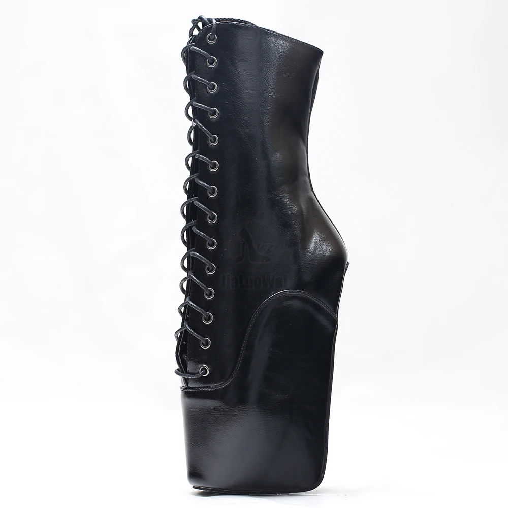 18 cm extreem hoge hak hoefzool hakloze sleehak balletlaarzen puntige neus veterschoenen gemengde kleuren enkellaarsjes - afbeelding 2