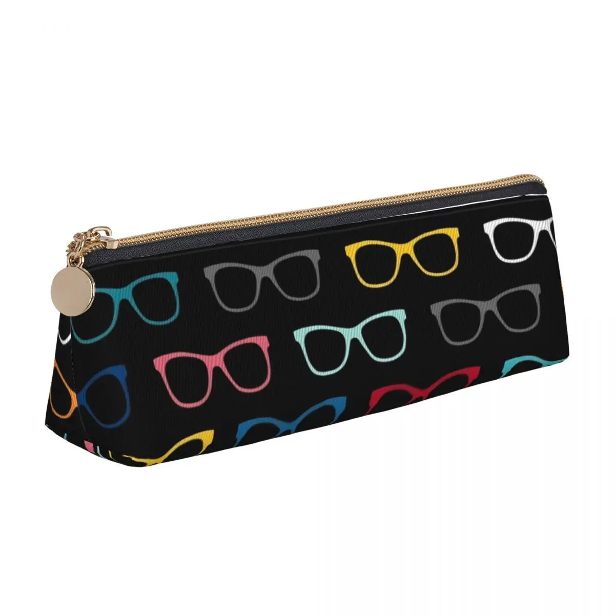 Étuis à crayons en cuir PU pour étudiants, lunettes de mode colorées, poudre de crayon, hipster, école, papeterie