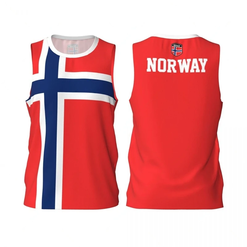 Norway Flag Basketball Tank Top Fashion Summer 3D National Emblem Printed Jersey Vest Loose Breathable Sports Sleeveless Tees