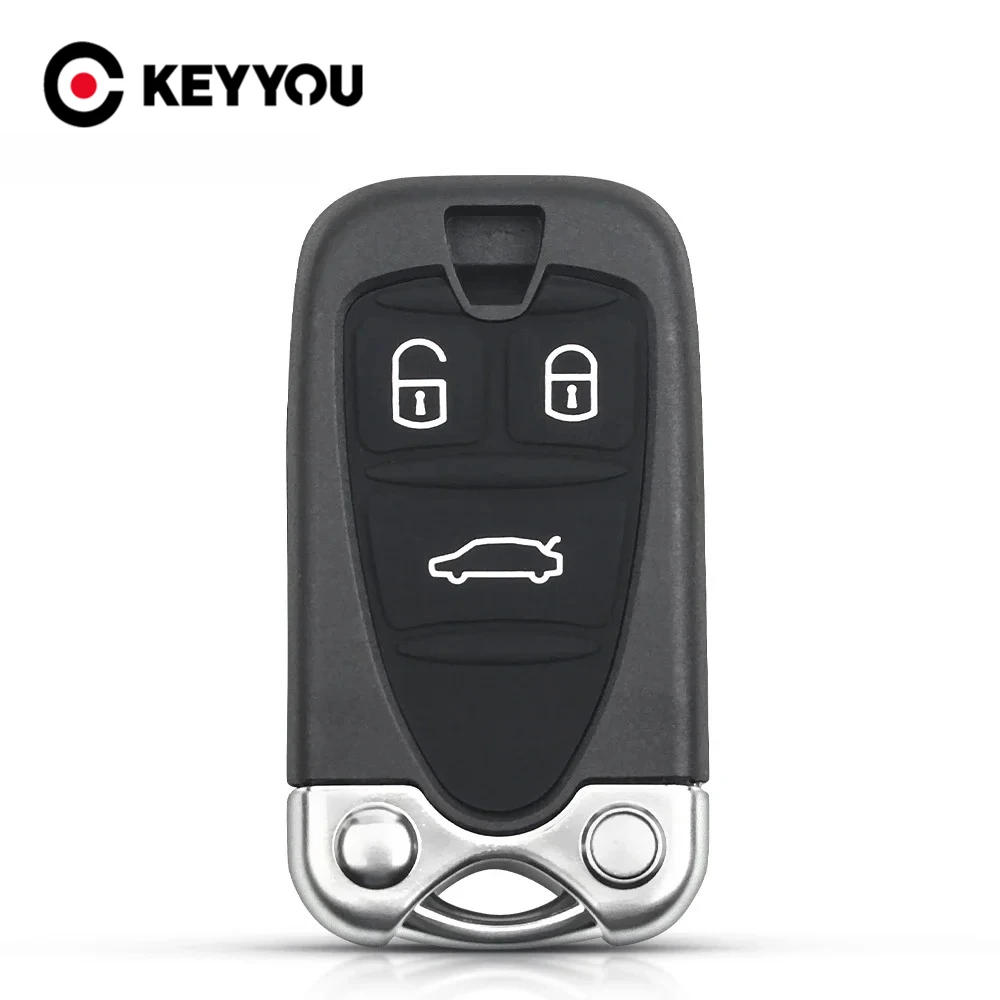 KEYYOU For Alfa Romeo 159 156 Giulietta Brera Spider GT Car Remote Key Card Replacement 3 Buttons Smart With Uncut Key Blade
