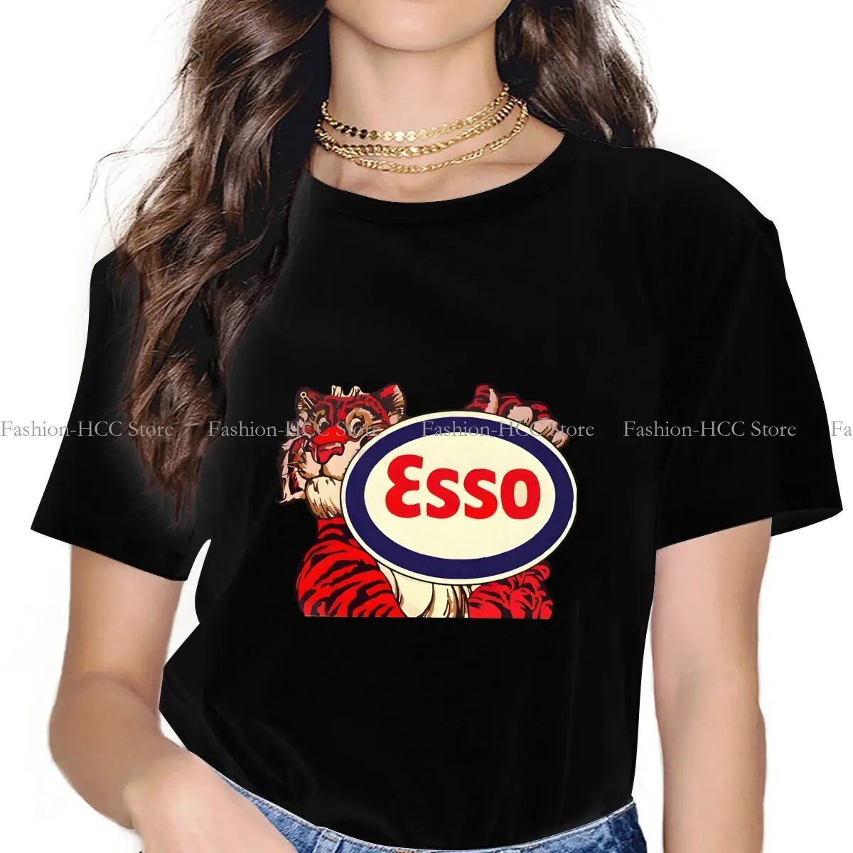 Picture 6: Esso O Neck Polyester TShirt Tiger Basic T Shirt Woman's Clothes Individuality