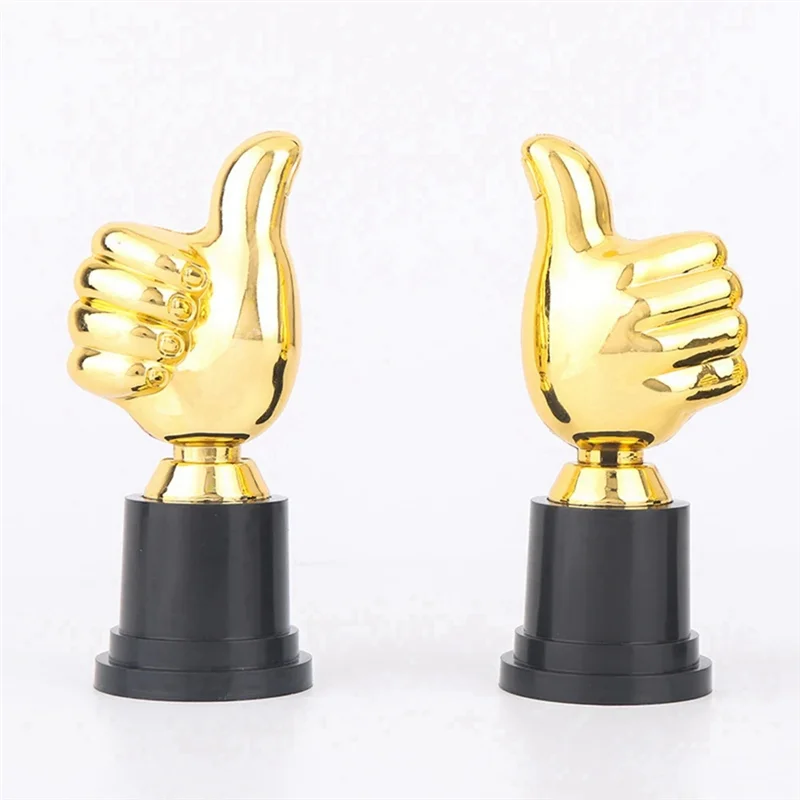 -A14E 10Pcs Thumbs Trophy Plastic Gold Trophies Encouragement Mini Victory Trophies Award Prizes For Home Desktop Decor