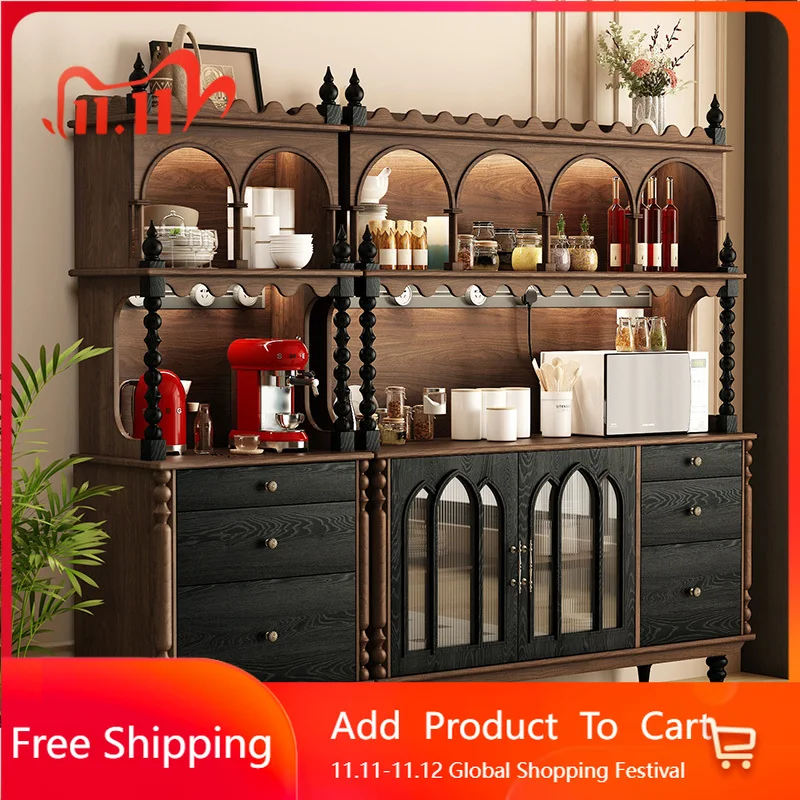 

Shelves Mid Century Bar Cabinet Living Room Mobile Storage Wine Cabinet Restaurant Wood Luxury Cocktai Armoire Home Furniture