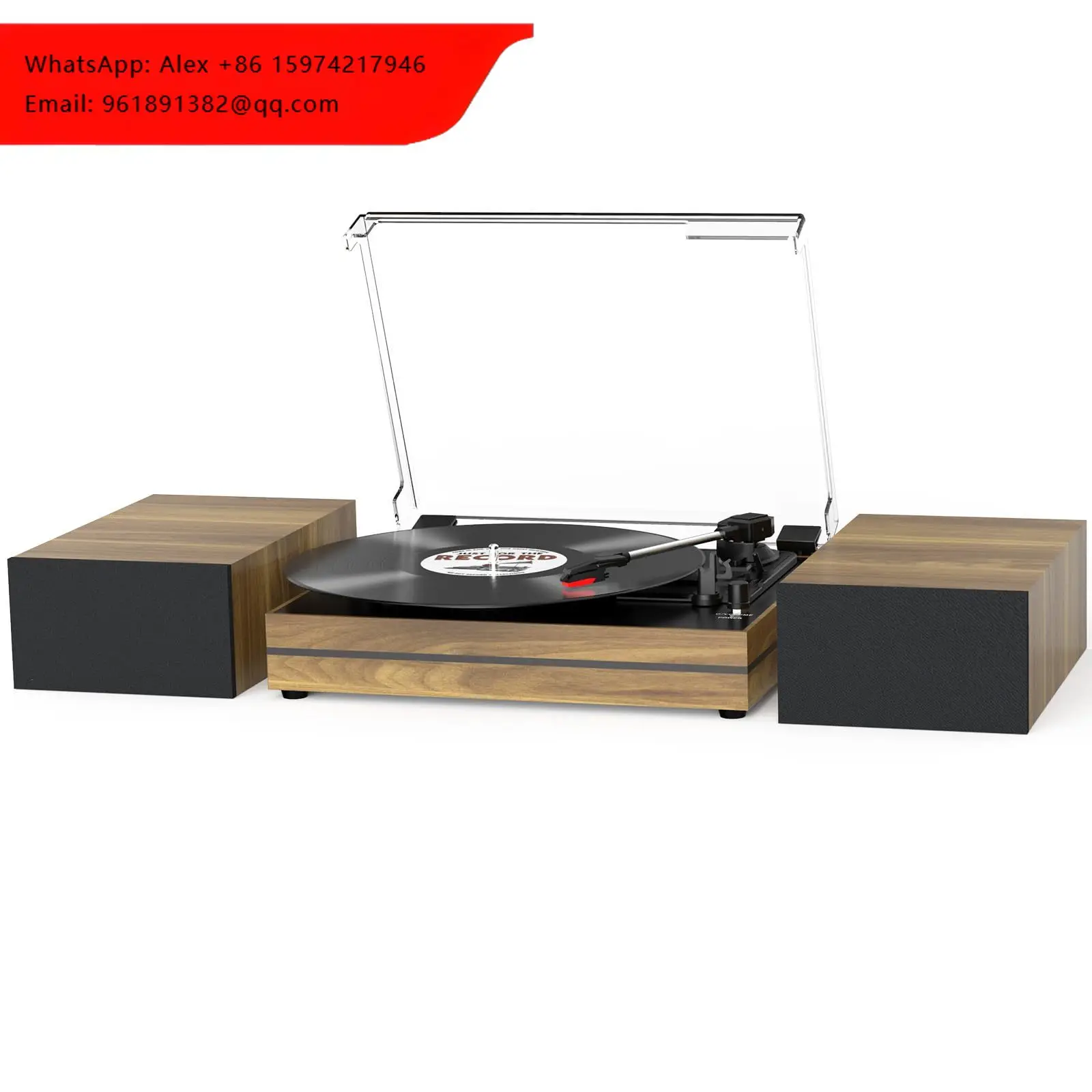 

Record Player For Vinyl With External Speakers Belt-Drive Turntable Dual Stereo Speakers Vintage LP Support 3 Speed Wireless