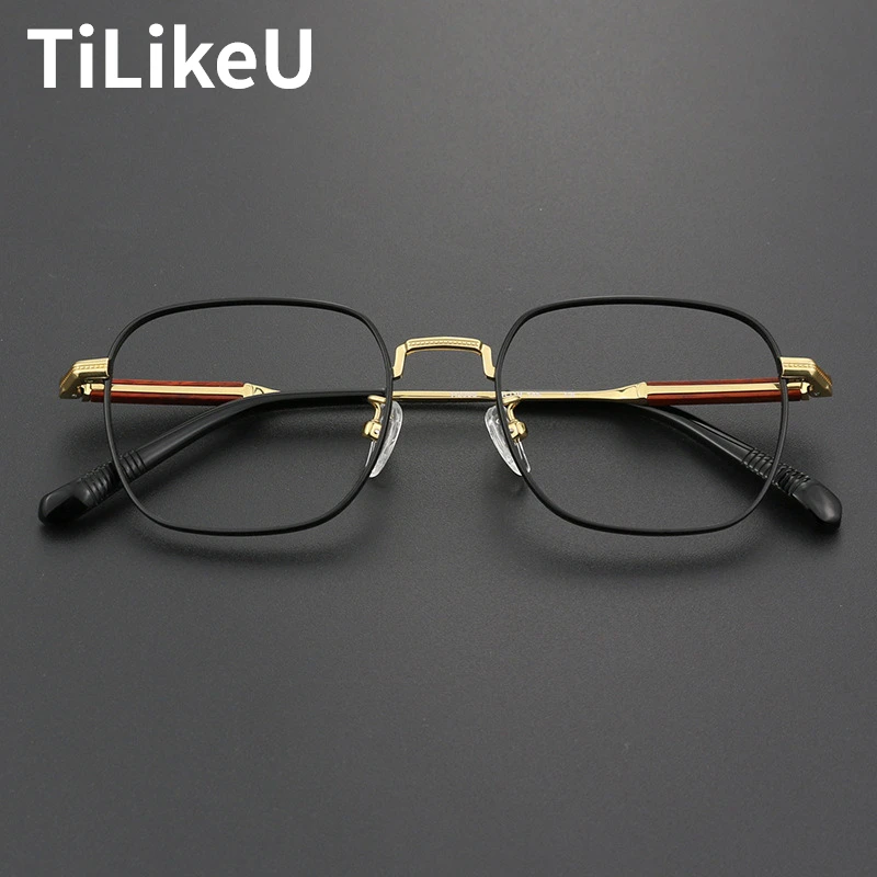 

Vintage Pure Titanium Glasses Frame for Men Women Luxury Handmade Retro Square Eyeglasses High Quality Sandalwood Spectacle 2024