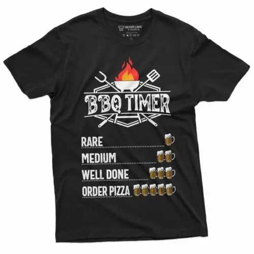 BBQ Grilling Father's Day Mens 4th of July Tee Shirt Funny Shirts Beer Timer Tee