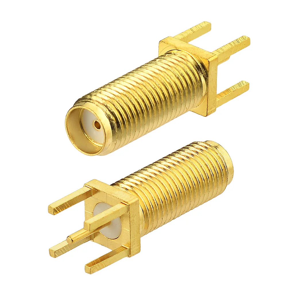 Superbat 10pcs Long Version 50 Ohm SMA Female Straight Thru Hole Vertical PCB Mount 22mm Length 15mm Thread  Connector