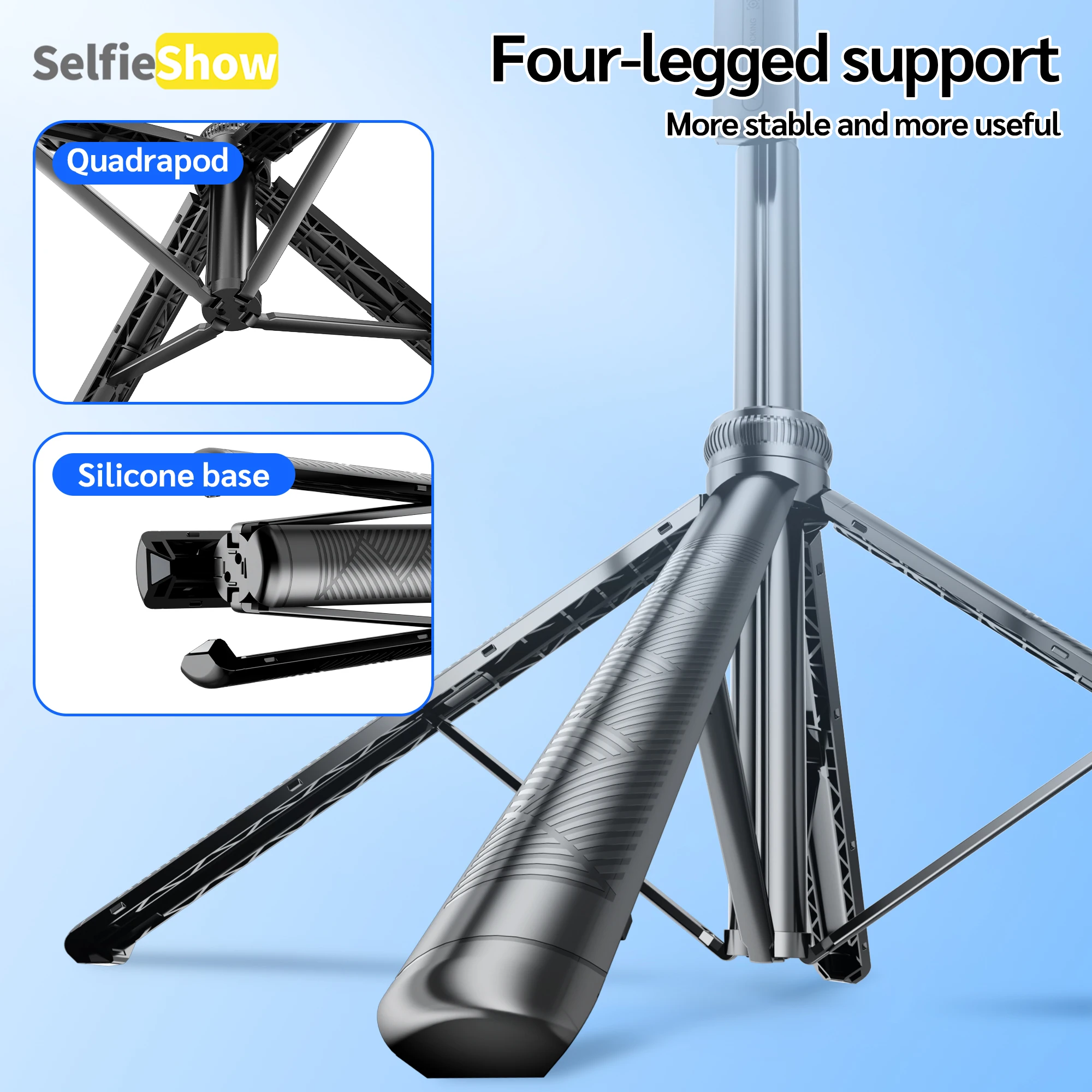C17 Tripod 360°Auto-Rotation AI Tracking Remote Control Bluetooth Shooting Quadrapod Selfie Stick Stabilizer Optional Fill Light