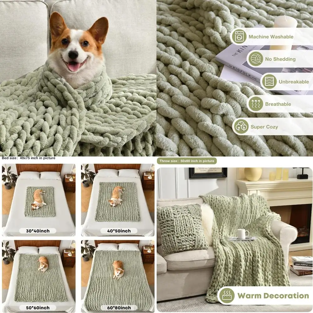 

Handcrafted Plush Chenille Throw Blanket, 60x80 Inches, Durable and Luxurious for Cozy Home Decor