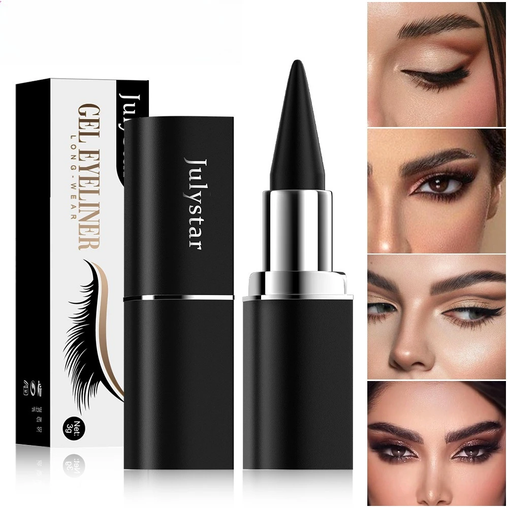 Eyeliner Gel mat imperméable à séchage rapide, longue durée, résistant aux taches, noir intense, solide, crayon pour femme, tenue toute la journée