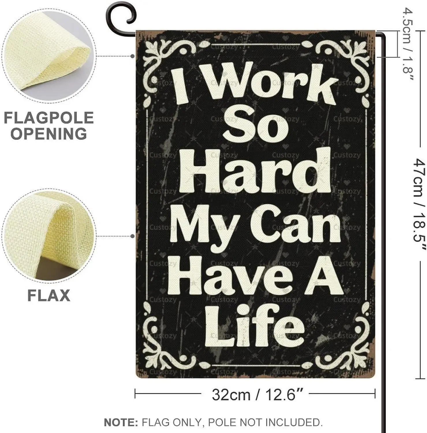 علم الحديقة "أنا يعمل بشدة جدًا حتى قطتي يمكن أن تتمتع حياة أفضل" مزدوجة الجوانب 12 × 18 في الخيش الصغير ديكورات للباحة الموسمية fo AAO #3