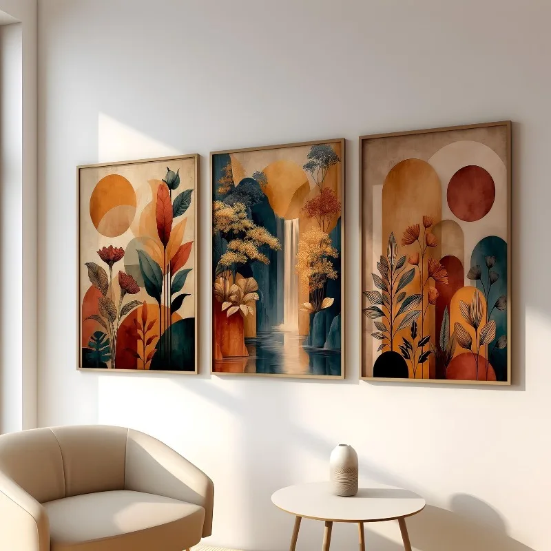 Boho-Kunstdrucke, 3er-Set – Rahmenlose Wandkunst in Museumsqualität, Heimdekoration, rahmenlose Leinwandkunst, Wanddekoration, Poster