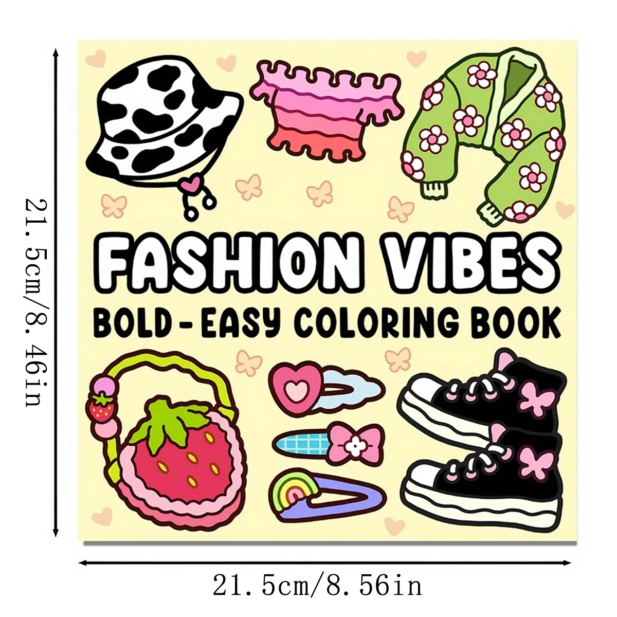 Fashion Vibes Bold & Easy Coloring Book for Adults and Teens - 22 Pages, Mixed Color Paper, Stress Relief, Emotional Release