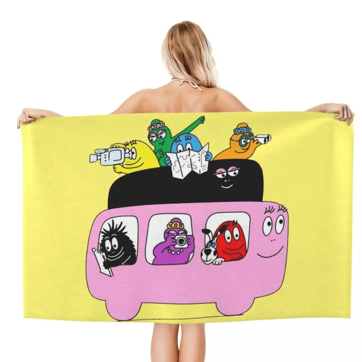 Custom Barbapapa Wallpaper Quick Drying Microfiber Bath Beach Towel Breathable Sauna Shower Towels