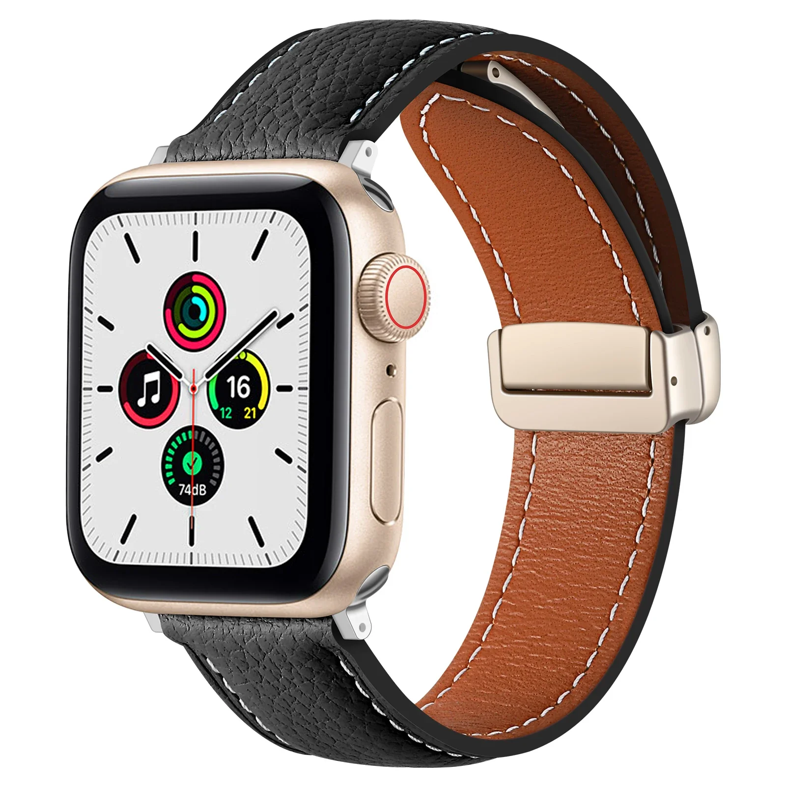 Leather Band For Apple Watch Ultra 49mm 46mm 45mm 41mm 40mm 44mm 42mm 38mm Magnetic Buckle Belt iWatch Series 10 9 8 7 6 5 4 SE2