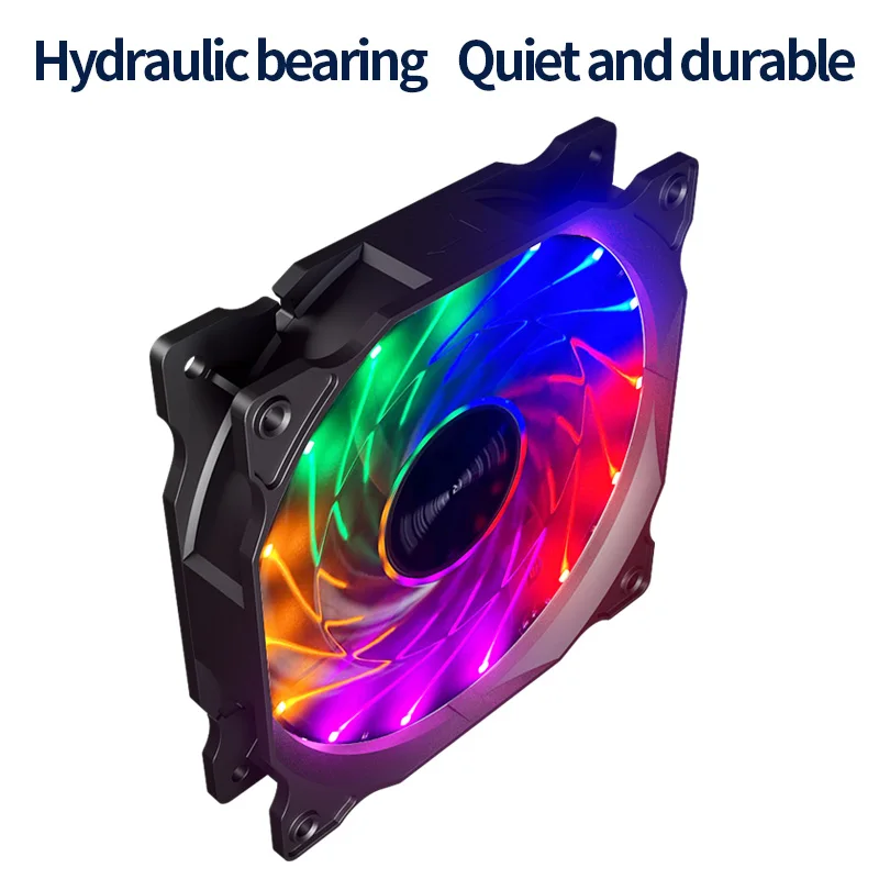 Teucer 120mm PC Case Low Noise Quiet Colorful Cooling Fan 12V Big 4Pin Chassis Power Supply With Shock-absorbing Silicone Pad