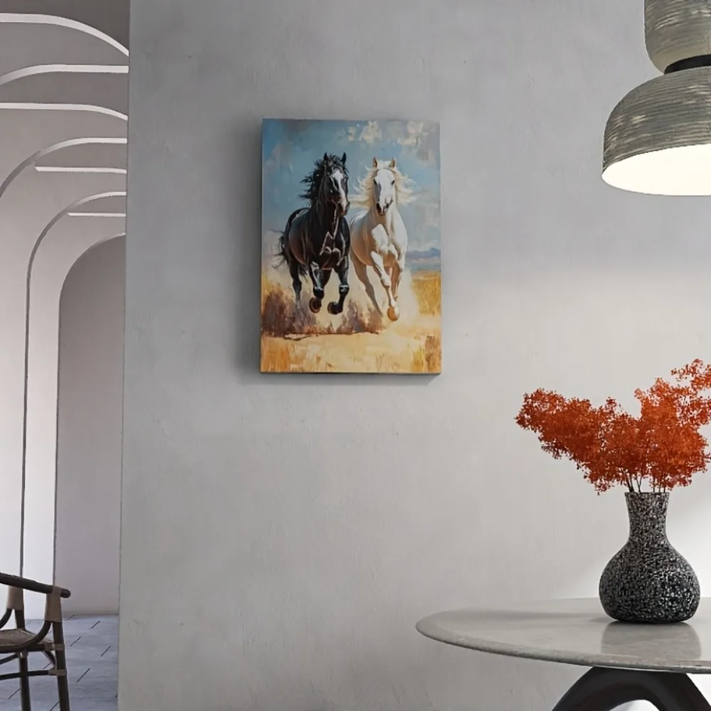 

Two sporty black and white horses, suitable for interior decoration, can also be used as Christmas decorations