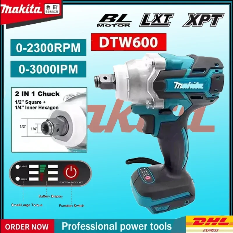 

Makita DTW600 Cordless Brushless Impact Wrench 18V Rechargeable Electric High Torque 280N.m Auto Repair Power Tools