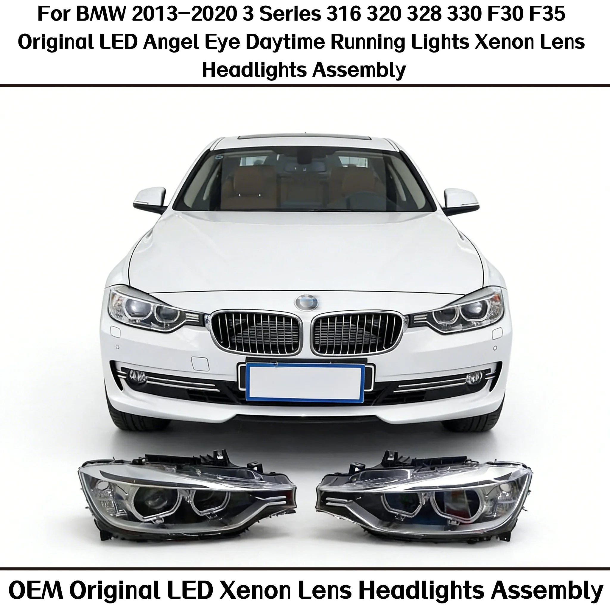 

For BMW 2013-2020 3 Series 316 320 328 330 F30 F35 Original LED Angel Eye Daytime Running Lights Xenon Lens Headlights Assembly