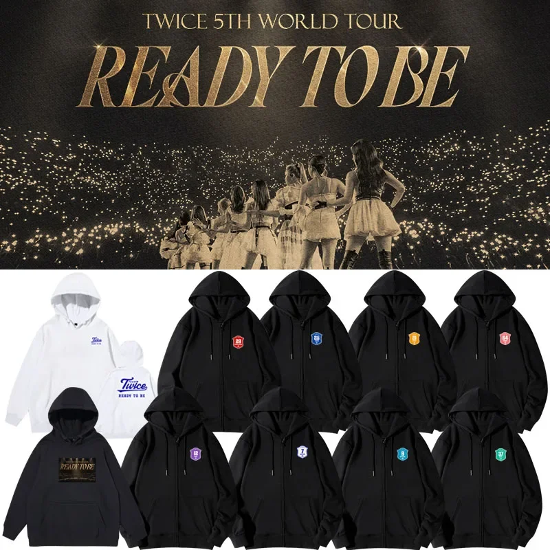 KPOP Twice 5TH World Tour READY TO BE Funny Hoodie Hip Hop Graphic Sweatshirt Streetwear Harajuku Tracksuit Oversized Clothes