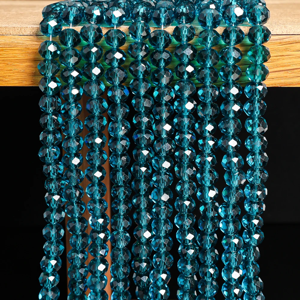 

4/6/8mm Near-Spherical Faceted Glass Beads Uniform Multi-Faceted Clear Edges Loose Bulk Beads Peacock Blue for Jewelry Making