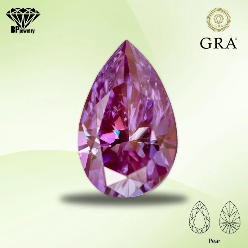 Moissanite diamante sakura cor rosa pêra corte laboratório criado pedra preciosa para diy feminino jóias fazendo materiais com certificado gra