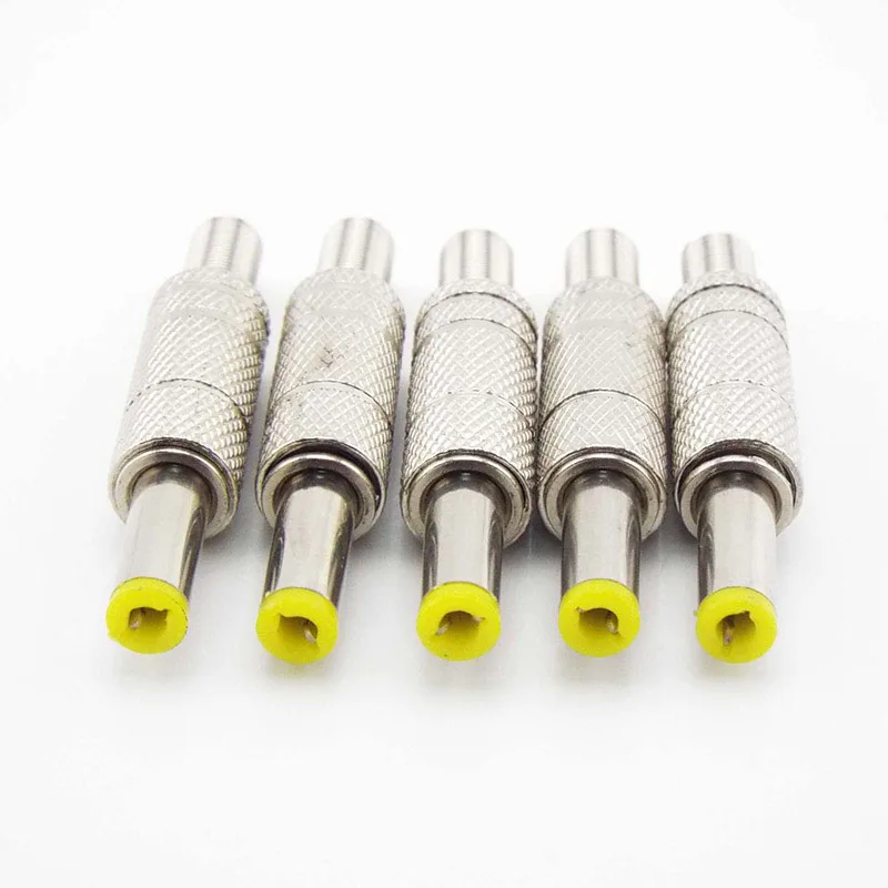 14mm Silver Metal 5.5mmx2.1mm DC Power Male Plug Jack Adapter solder Connector with Yellow Head DC Power 5.5 2.1 repair L1