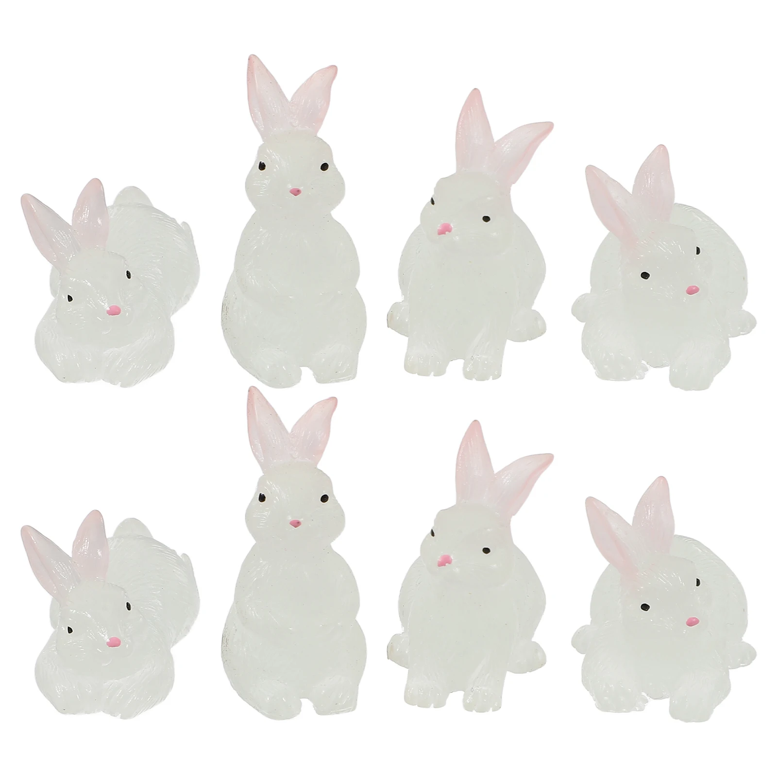 

8pcs Glow in the Statues Resin Decorative Garden naments Night Light Tabletop Accessories Mini L Water