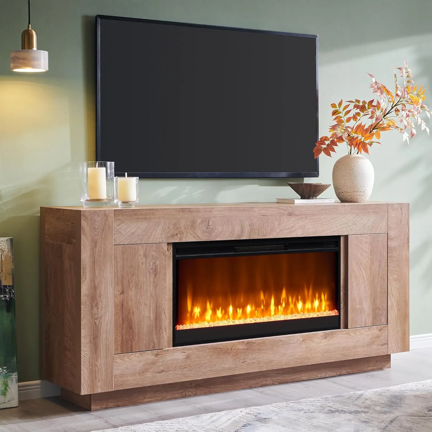 

Modern 70" Fireplace TV Stand with 36" Electric Fireplace, Entertainment Center for TVs Up to 80", Media Console, Customized