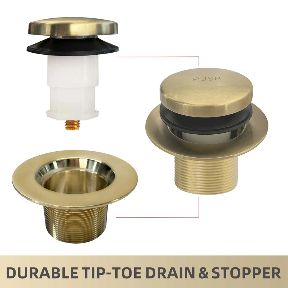 【PRICE REDUCT】Bathtub Drain Kit With Two-Hole Overflow Faceplate, Bathtub Drain Trim Set Assembly Bronze Gold