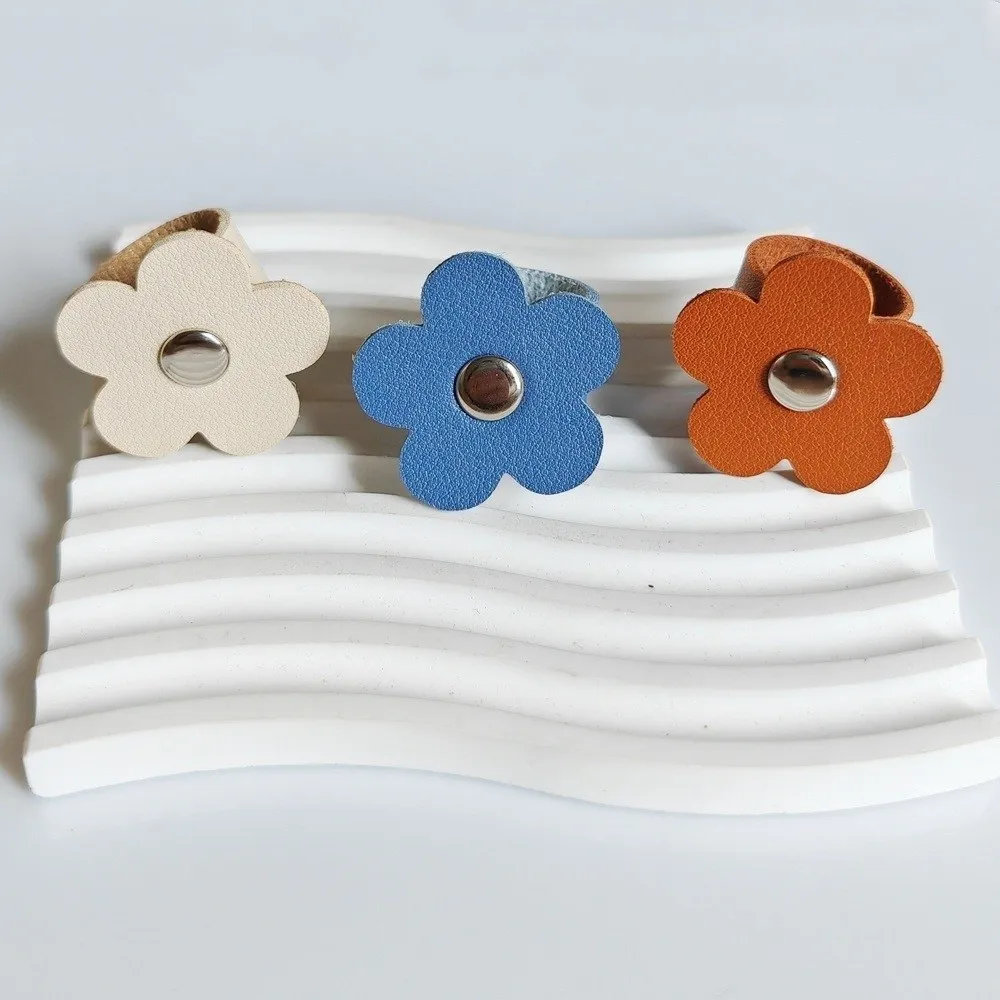 Accessories Leather Flower Cable Winder Portable Reusable Data Cable Ties Cord Organizer Clips Earphone Cord