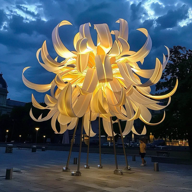 Accesorios personalizados para instalaciones de linternas de crisantemo en edificios urbanos icónicos