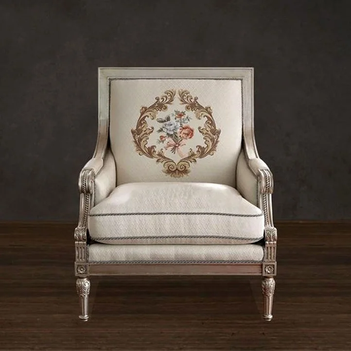 /High Quality Classical Design Solid Wood Chairs for Living Room Sofa with Pattern