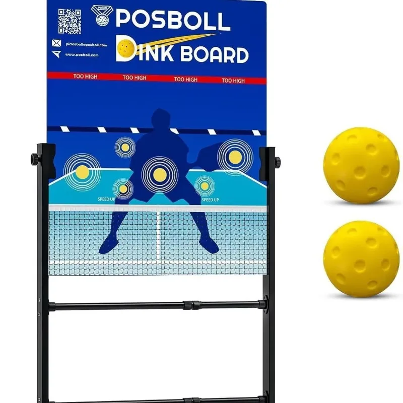 Pickleball Bounce Dink Training Board Movable Double-sided Design Wheels Indoor/Outdoor Use Rectangular Paddle Shape No Holes