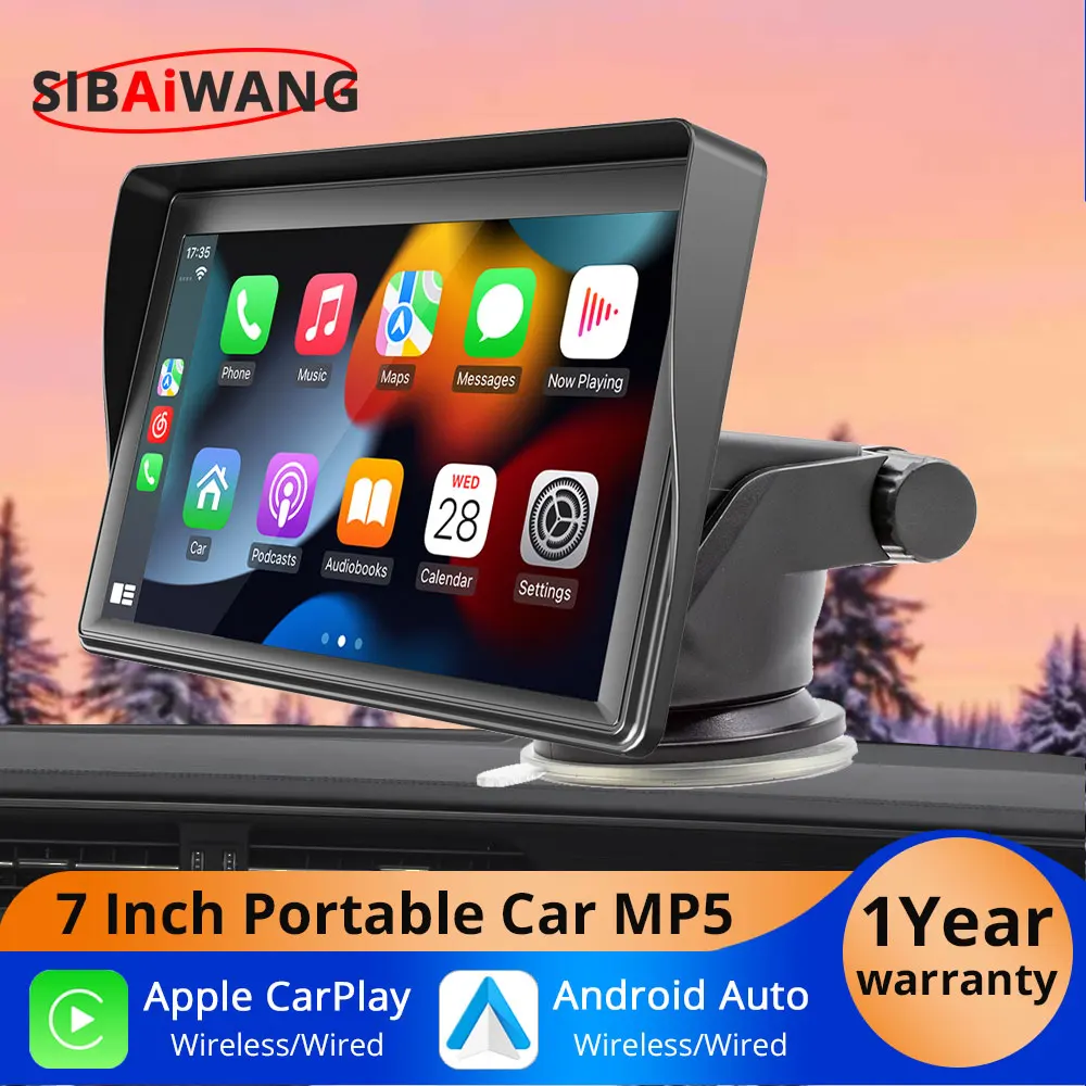 

7''IPS Wireless CarPlay Android Auto Universal Portable Car Radio Multimedia MP5 Player Bluetooth FM Radio Stereo Touch Screen