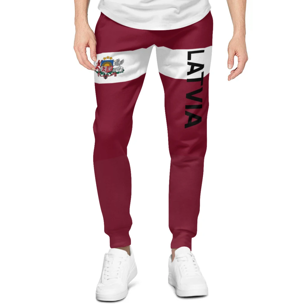 2025 Latvia Flag Mens Sweatpants with Pockets Joggers for Men Sports Casual Sweat Pants With Drawstring