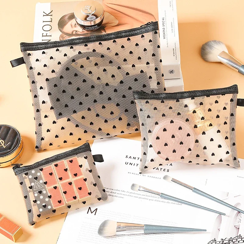 

Портативная сетчатая косметичка, портативная сумка для хранения наушников, дорожная сумка для ухода за волосами, плюшевое сердце, красный конверт