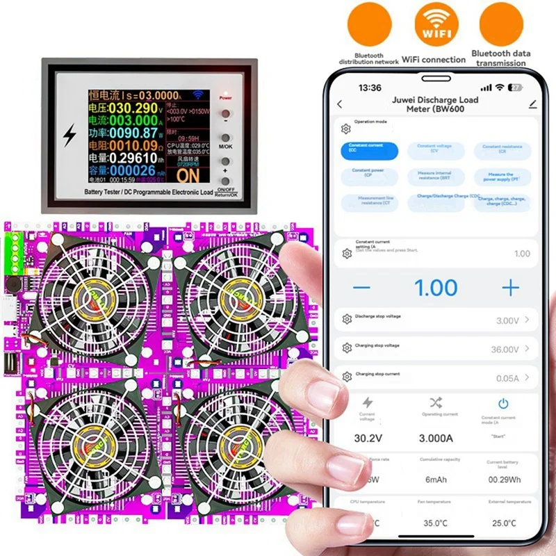 Bw600 150w wifi bluetooth indicador de carga eletrônica testador de bateria detector de capacidade da bateria ferramentas de carregamento usb eua Plug-A86Z