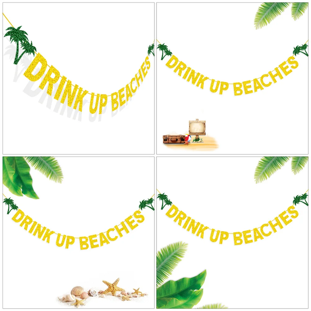 

1 pc Coconut Tree Decorations Paper Banner For Hawaiian Party Beach Party Decoration, Summer Theme, Creative Photo Prop,