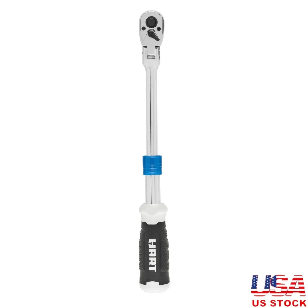 

3/8 Inch Drive Extendable Ratchet Flexible Head 90 Tooth Design Compact Adjustable Tool Tight Spaces Garage Home Use