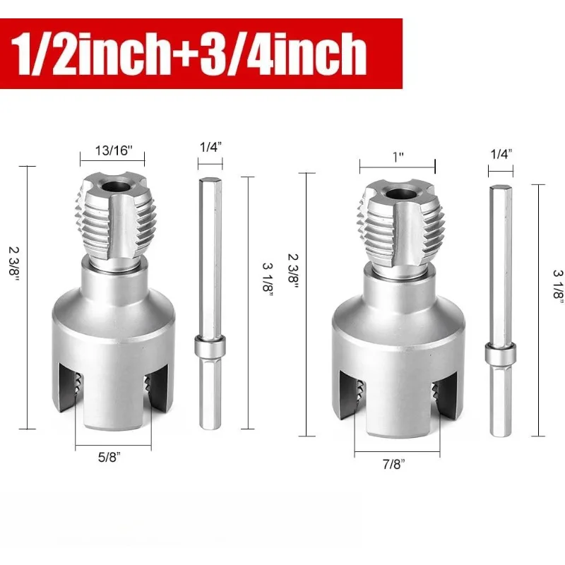 Integrated Internal External Pipe Threading Tool Electric Drill Compatible PVC Pipe Threader Kit Pipe Thread Cutting Tool