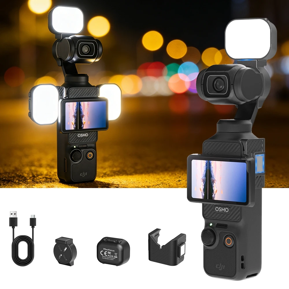 Minifocus Osmo Pocket 3 4 Mini Luz LED Magnética de Relleno para Video y Selfies, Luz Auxiliar Recargable para DJI Osmo Pocket 3 4
