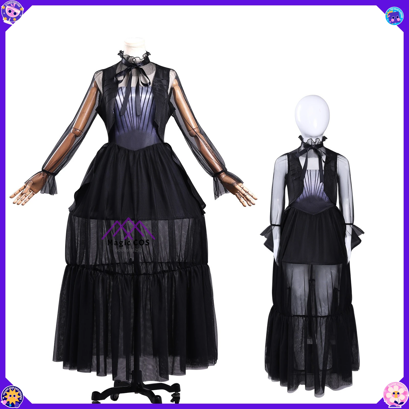 

Popular Movie Character Cosplay Costume Anime Black Lace-Up Dress for Female Lead Roleplay Comic Con Halloween Party Outfit