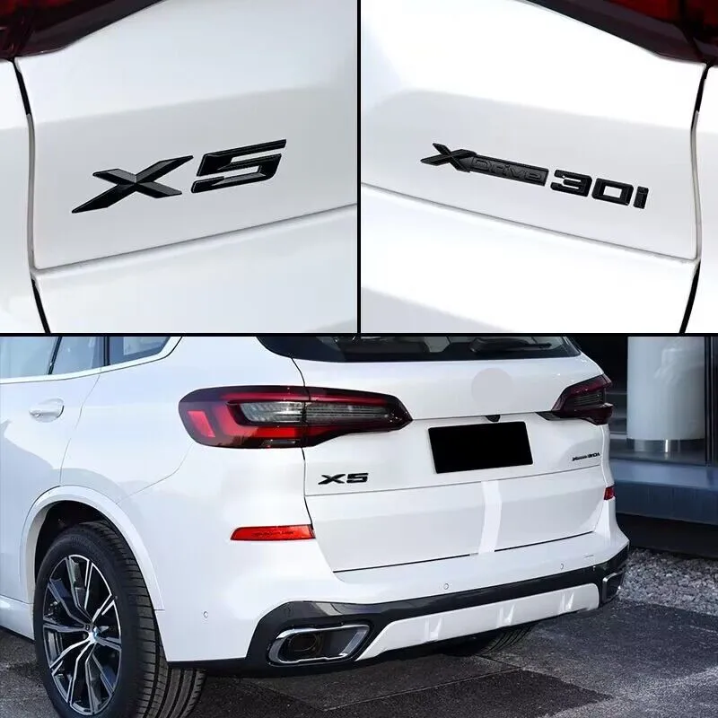 3D Black Car Fender Trunk Badge Sticker Para BMW X1 X2 X3 X4 X5 X6 X7 Xdrive 18d 20d 30d 35d 40d 48d 50d Emblema Logo Acessórios