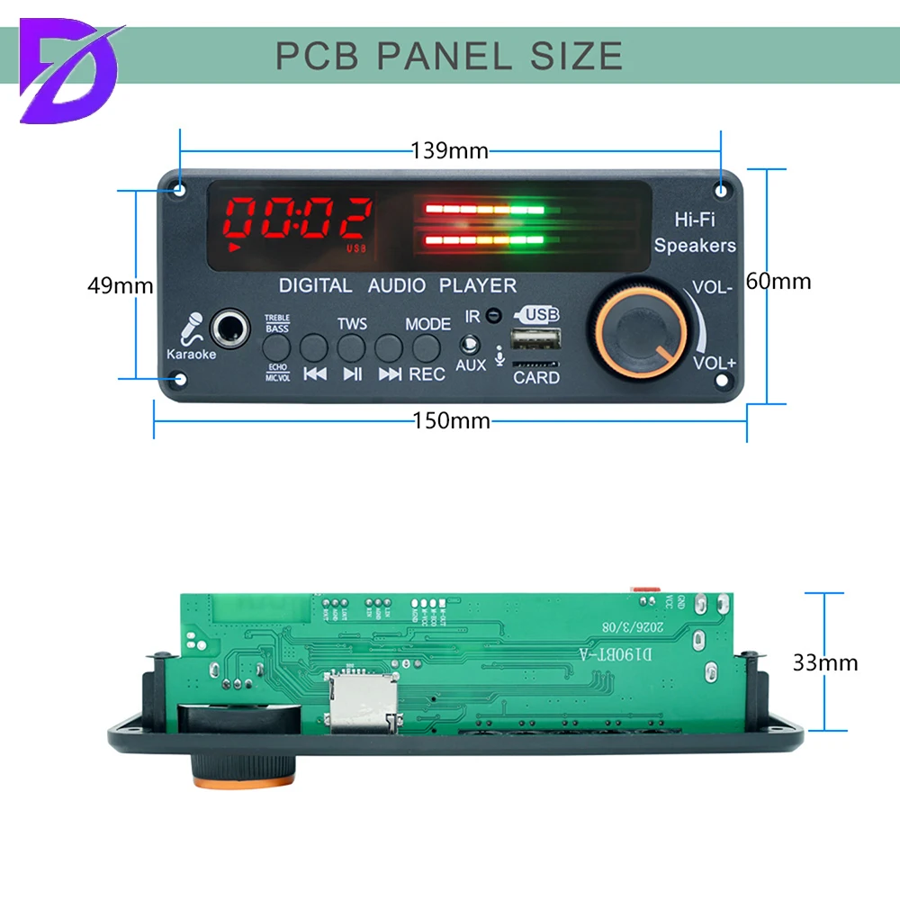 Bluetooth MP3 Decoder Board with 5.3 Tech USB TF Card Playback DC 12V Audio Module for Car Home Stereo System