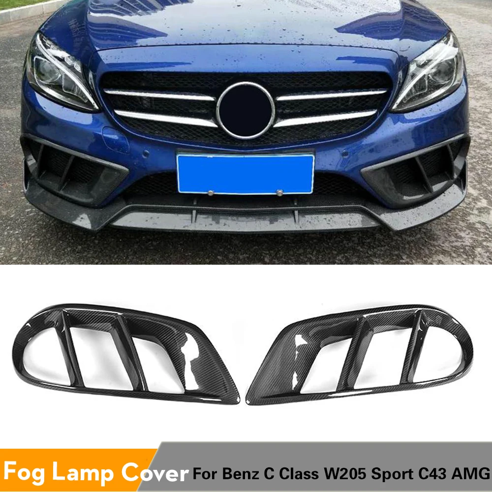 Carbon Fiber / FRP Front Bumper Air Vent Cover Mesh Grill Frame for Mercedes Benz C Class W205 C43 AMG C180 C200 2015 - 2019