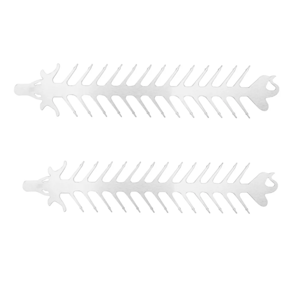 2PCS Stainless Steel Flat Double Pronged Skewers Reusable Dragon Shape BBQ Kabob Skewers Silver Reusable Skewers Meat Grilling
