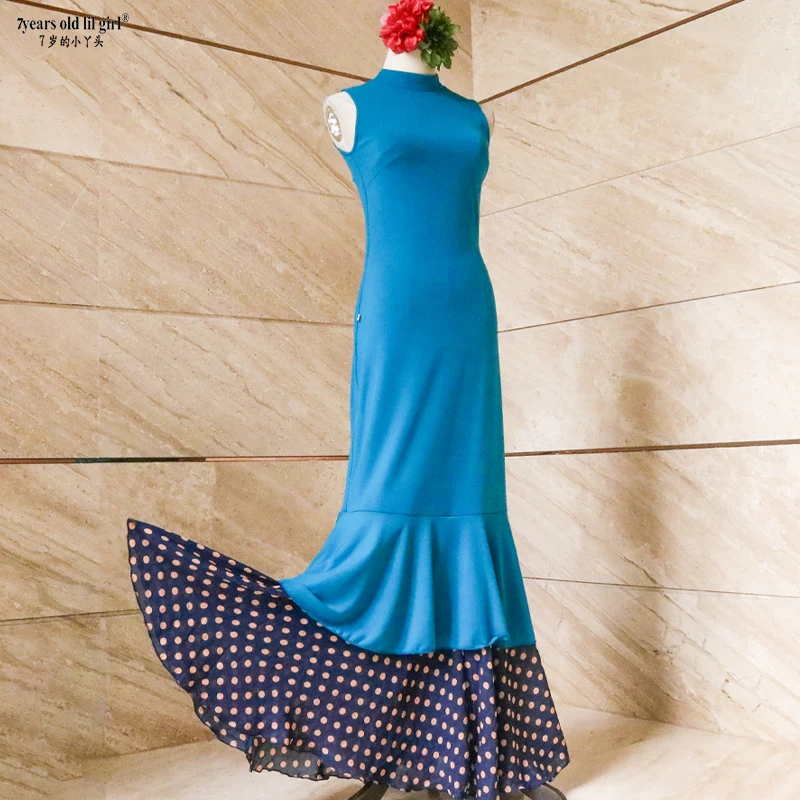 Vestido de baile Flamenco español de alta elasticidad vestido moderno con volantes para mujer ENE05