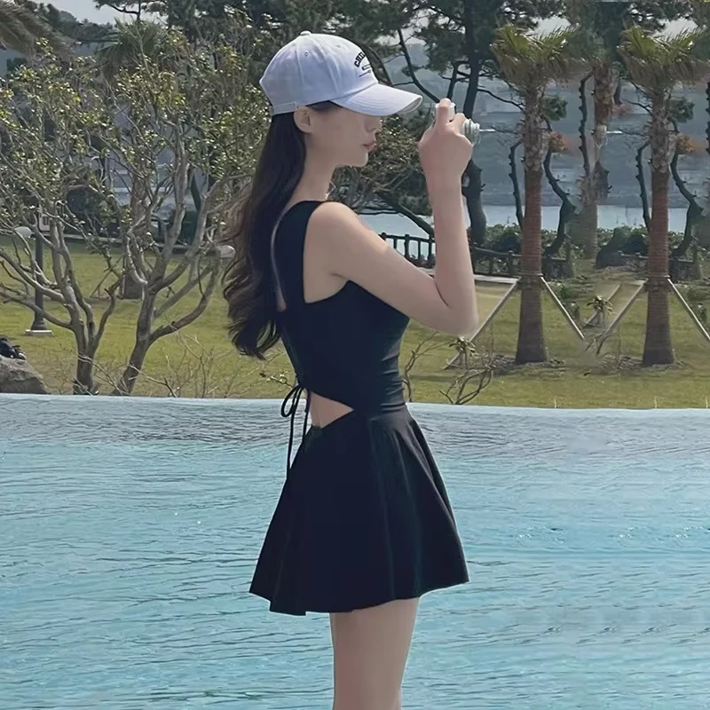 Nuevo traje de baño de una pieza de Color sólido de verano para mujer, traje de baño ajustado con espalda descubierta y adelgazante, traje de baño para Fiesta al aire libre y piscina